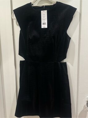 French Connection Black Textured Cutout Mini Dress